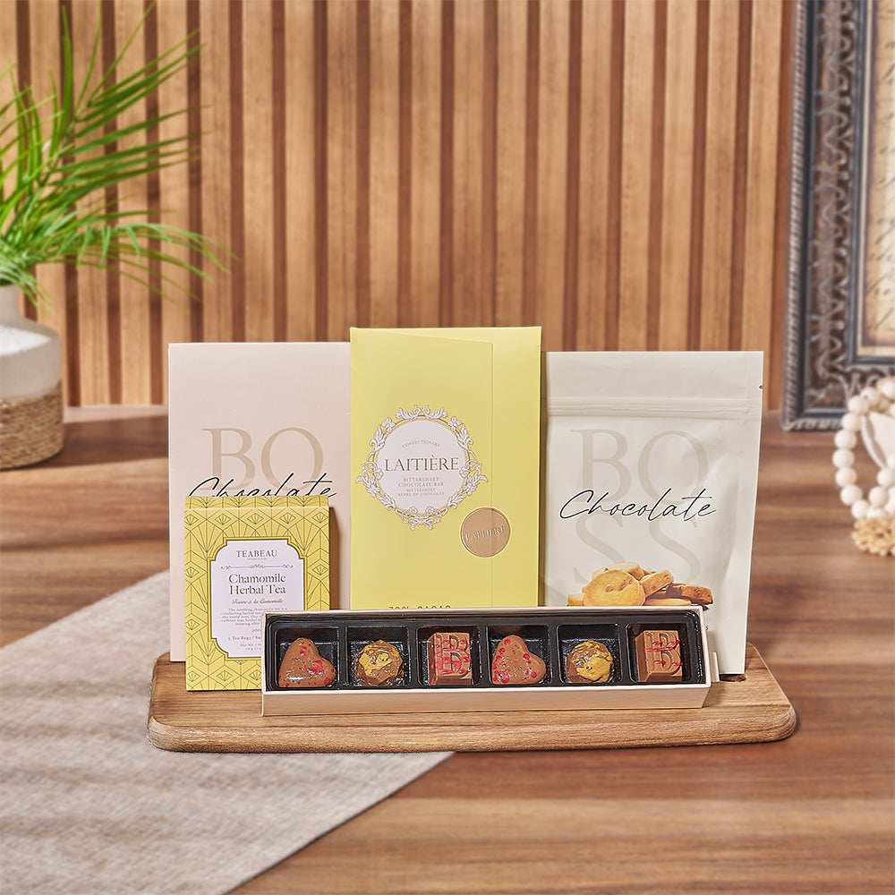 Signature Butterscotch Shortbread and Truffle Gift Basket – how the gift is presented