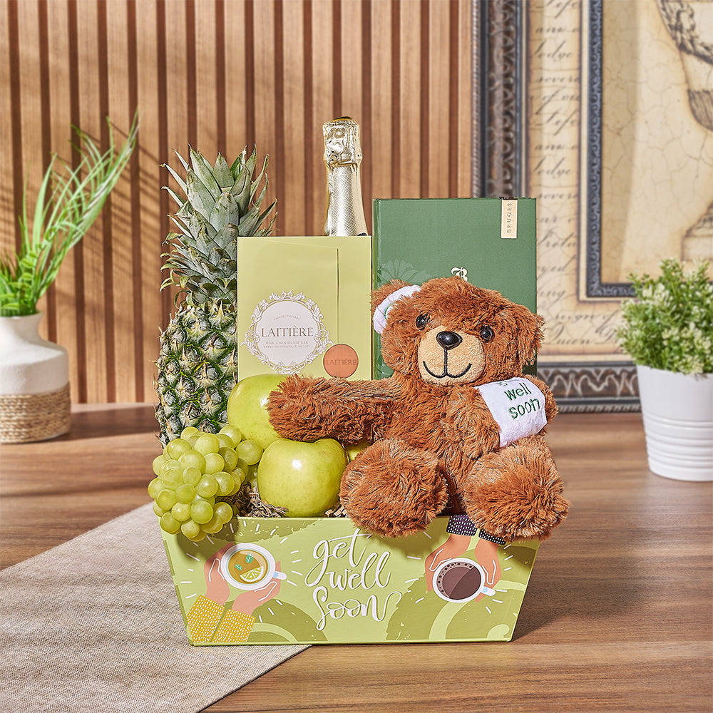 Get Well Sparkling Wine and Chocolates – how the gift is presented
