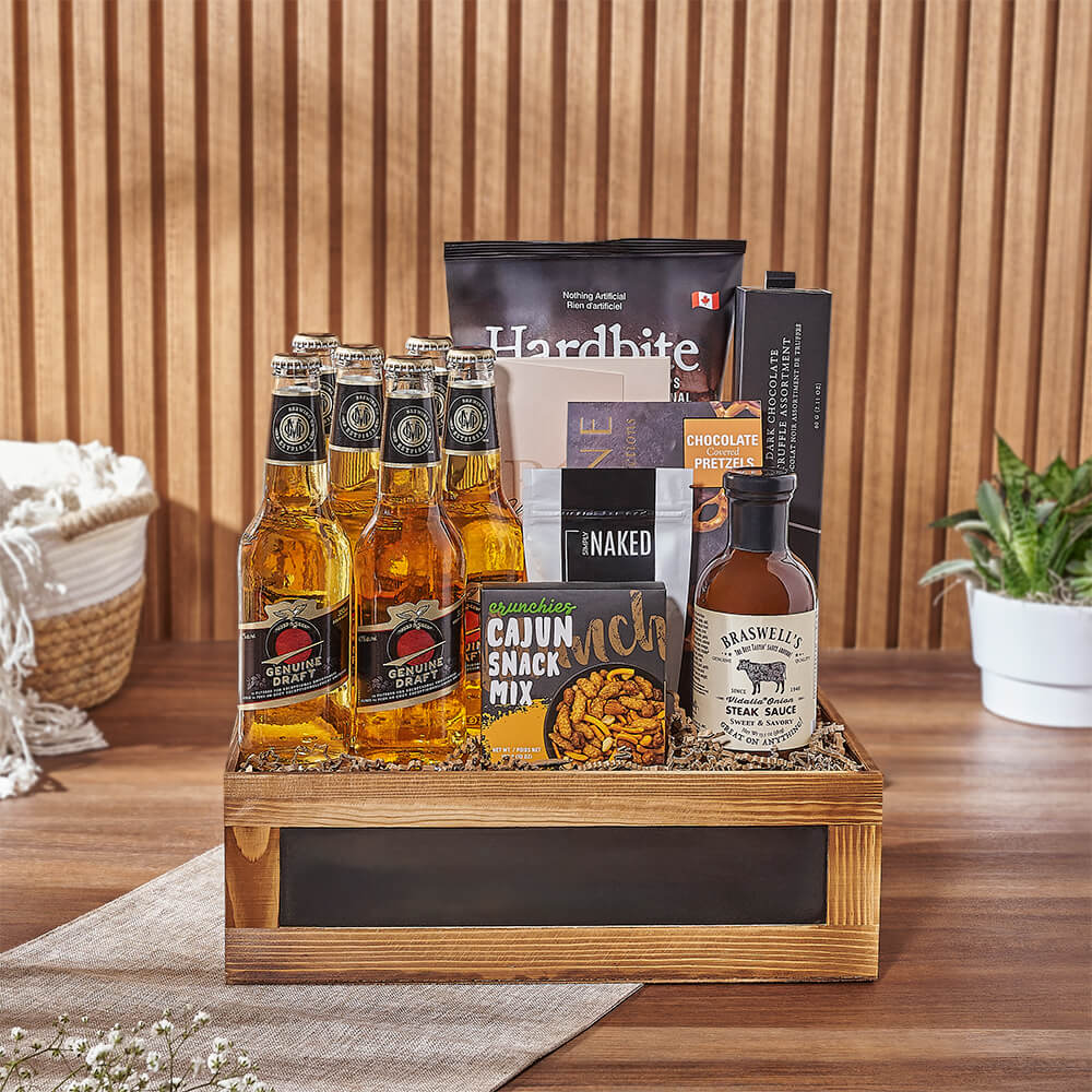 Craft Beer Crate with Chocolate Treats – how the gift is presented