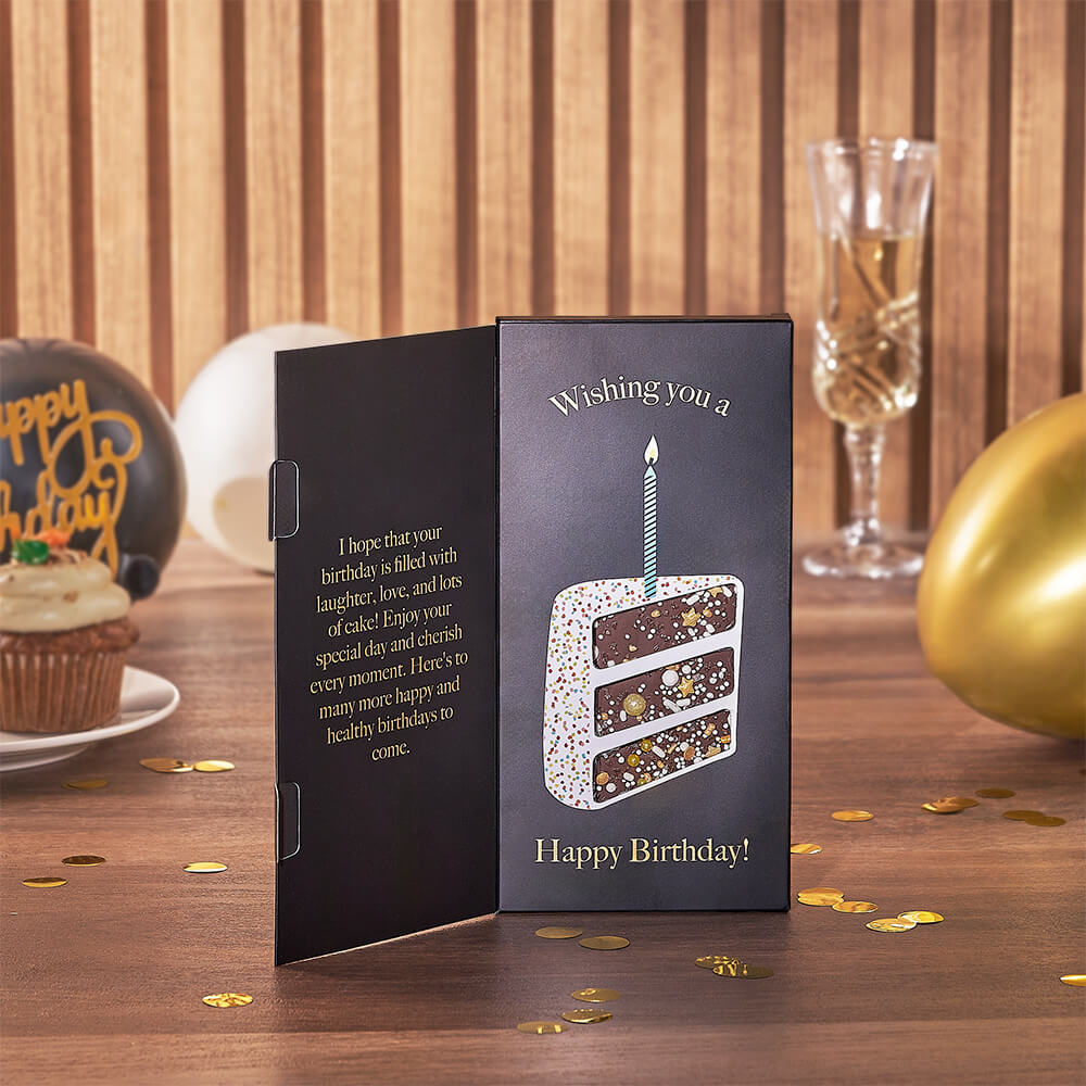 Sparkling Wine and Chocolate Birthday Gift – how the gift is presented