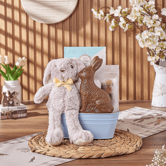 Blue Easter Bunny Gift Basket, chocolate gift, chocolate, easter gift, easter, Boston delivery