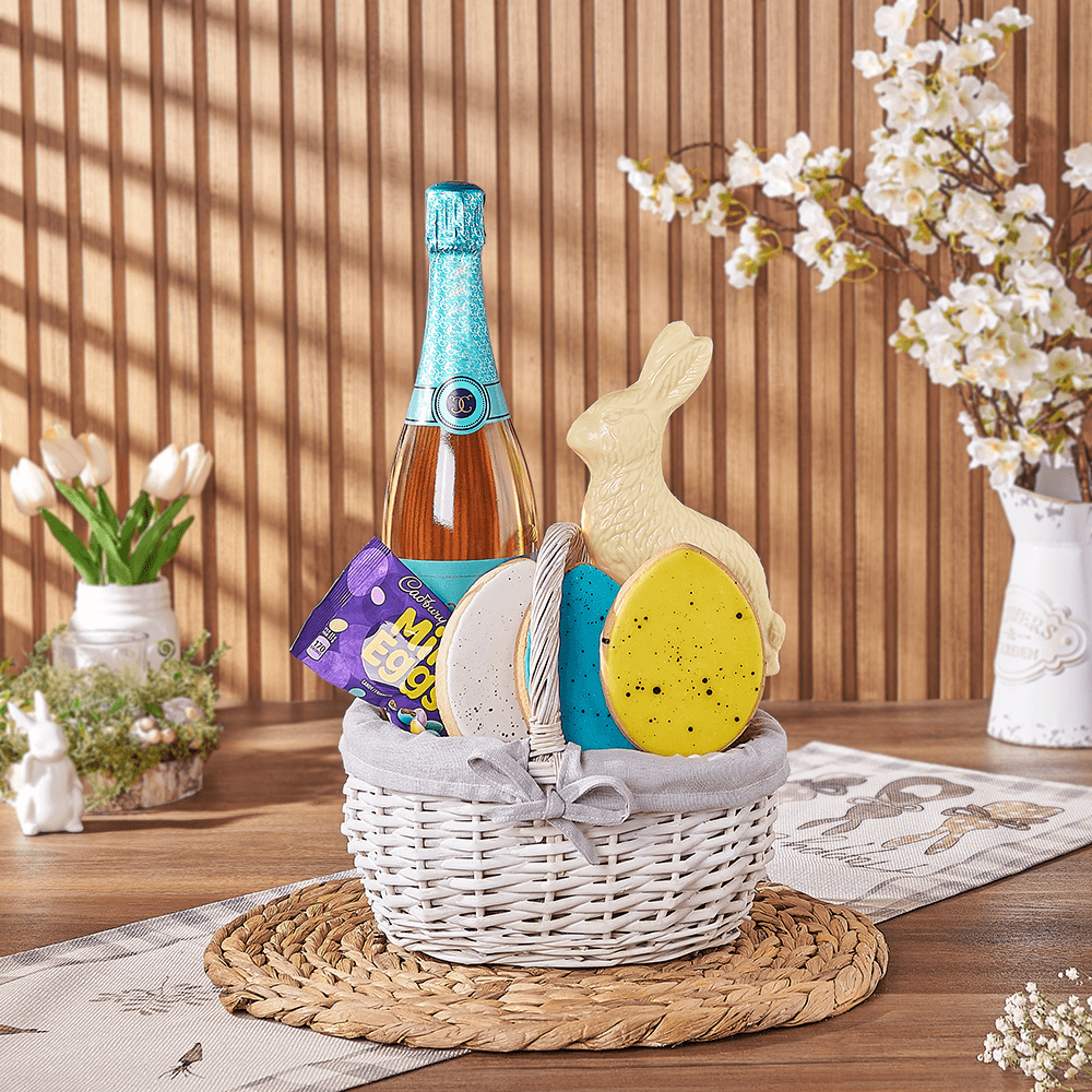 Champagne Easter Basket, easter gift, easter, champagne gift, champagne, sparkling wine gift, sparkling wine, chocolate gift, chocolate, Boston delivery