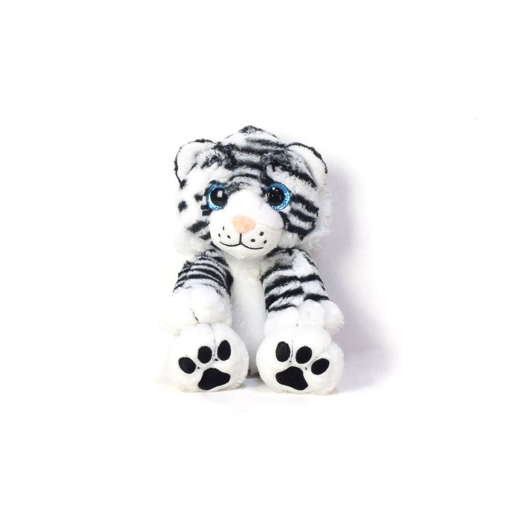 Premium Champagne and Diaper Cake Gift Basket Featuring Plush White Tiger – how the gift is presented