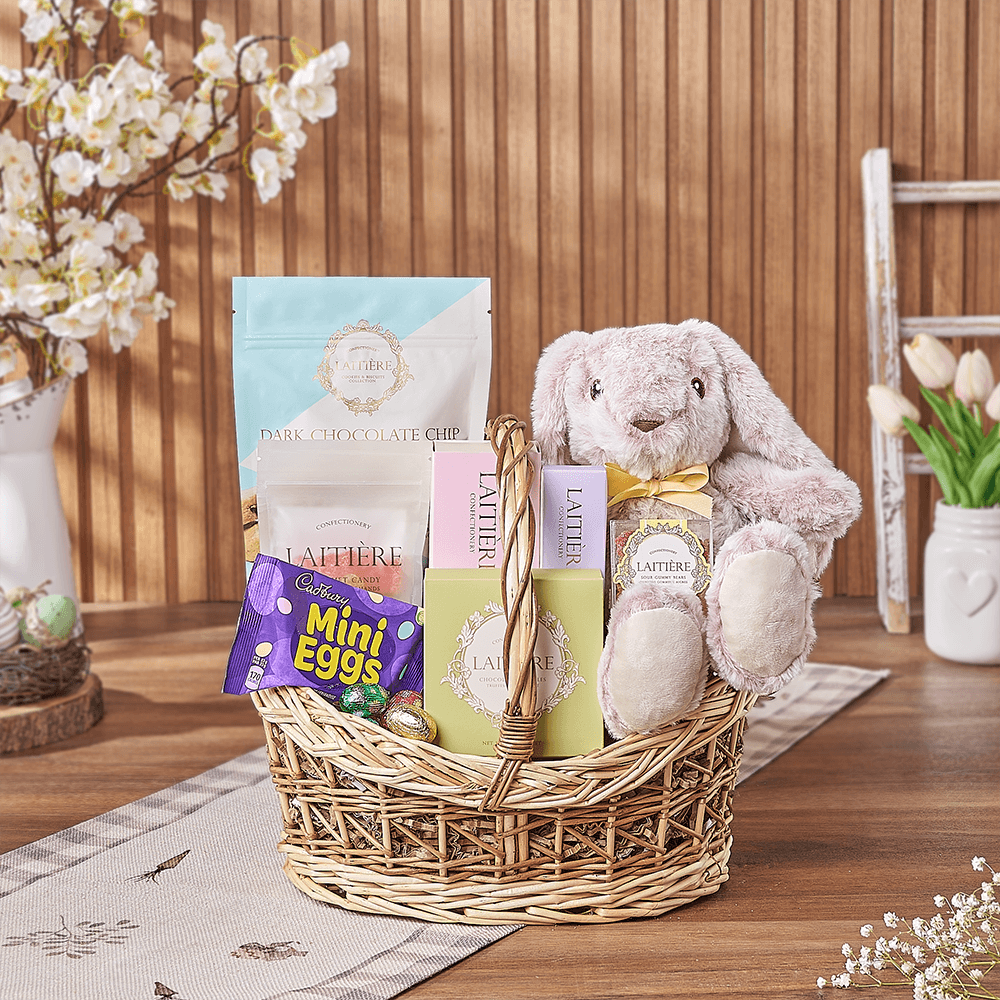 Easter Bunny Candy Basket, easter gift, easter, chocolate gift, chocolate, plush gift, plush, Boston delivery