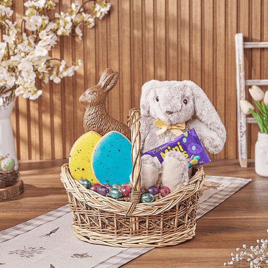 Easter Bunny Chocolate Treat Basket, plush gift, plush, chocolate gift, chocolate, easter gift, easter, Boston delivery