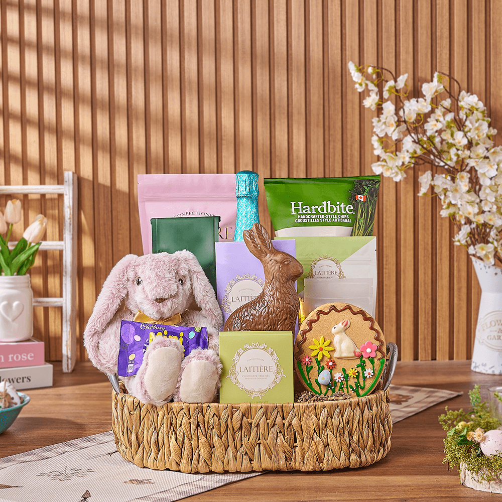 Easter Champagne & Snack Basket, easter gift, easter, sparkling wine gift, sparkling wine, champagne gift, champagne, chocolate gift, chocolate, Boston delivery