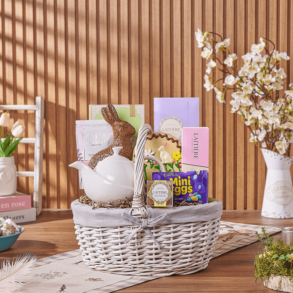 Easter Tea Party Gift Basket, tea gift, tea, chocolate gift, chocolate, easter gift, easter, easter basket, Boston delivery