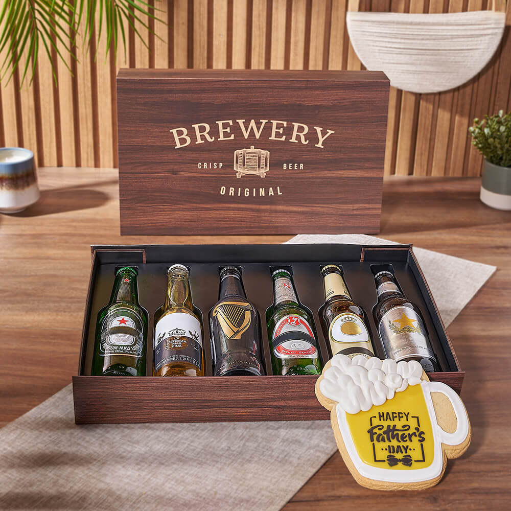 Father's Day Beer Gift Box with Assorted Beers and Cookie – how the gift is presented