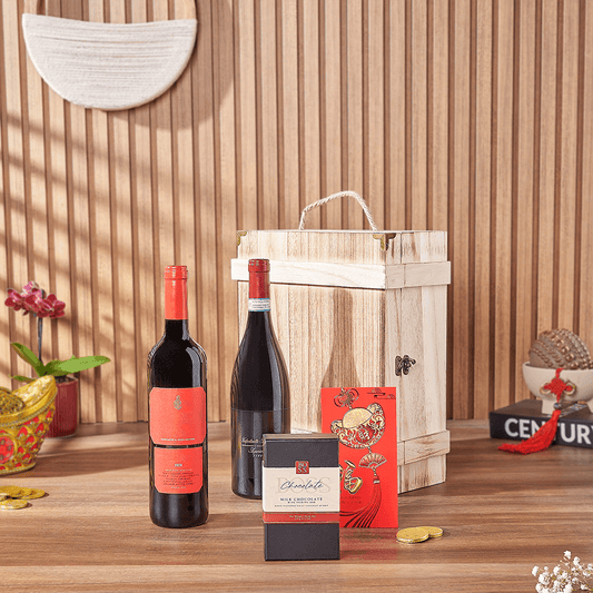 Good Fortune Wine Duo Box, wine gift, wine, chinese new year gift, chinese new year, lunar new year gift, lunar new year, Boston delivery