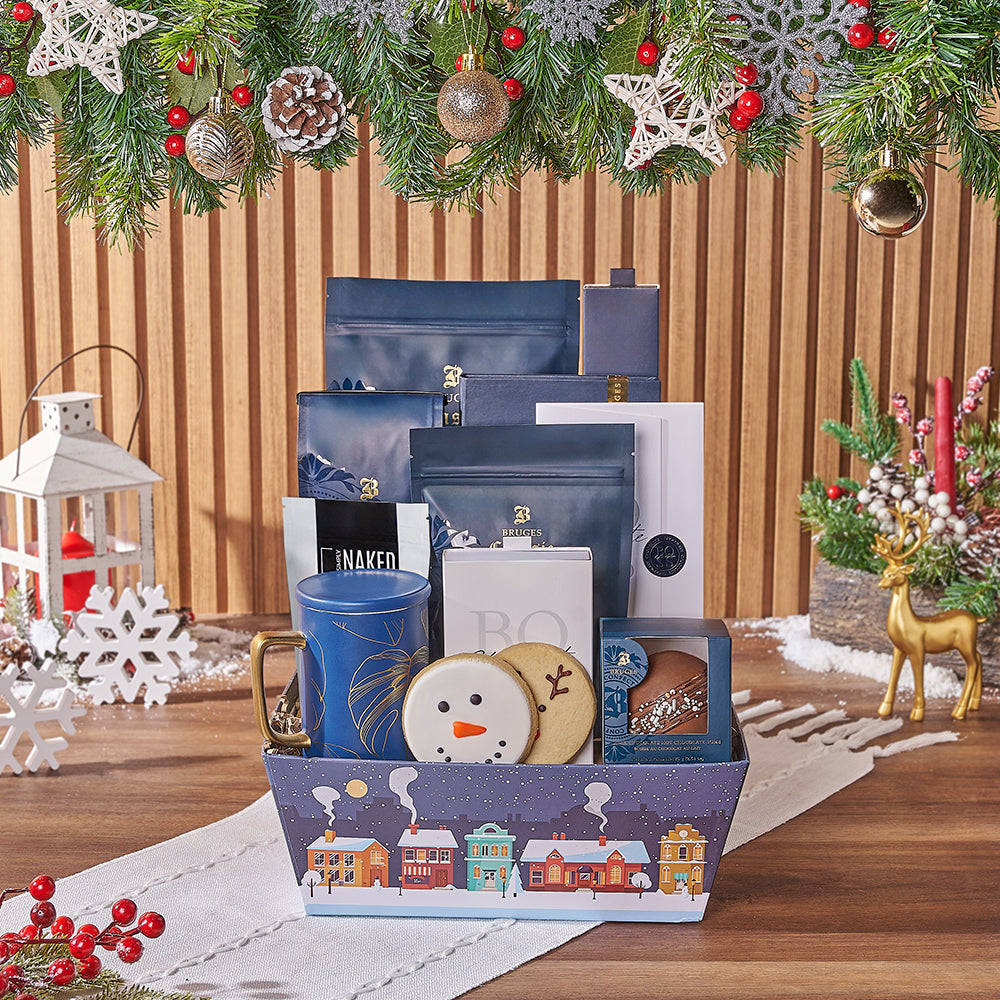 Christmas Chocolate and Coffee Gourmet Gift Basket – how the gift is presented