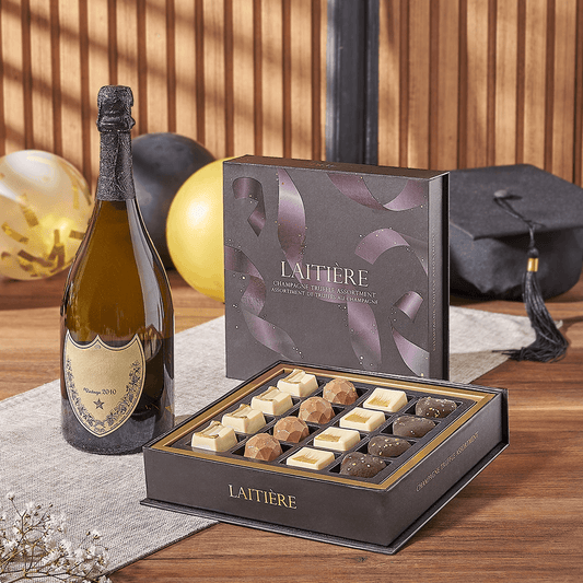 Graduation Champagne & Truffle Gift, graduation gift, graduation, champagne gift, champagne, sparkling wine gift, sparkling wine, chocolate gift, chocolate, Boston delivery