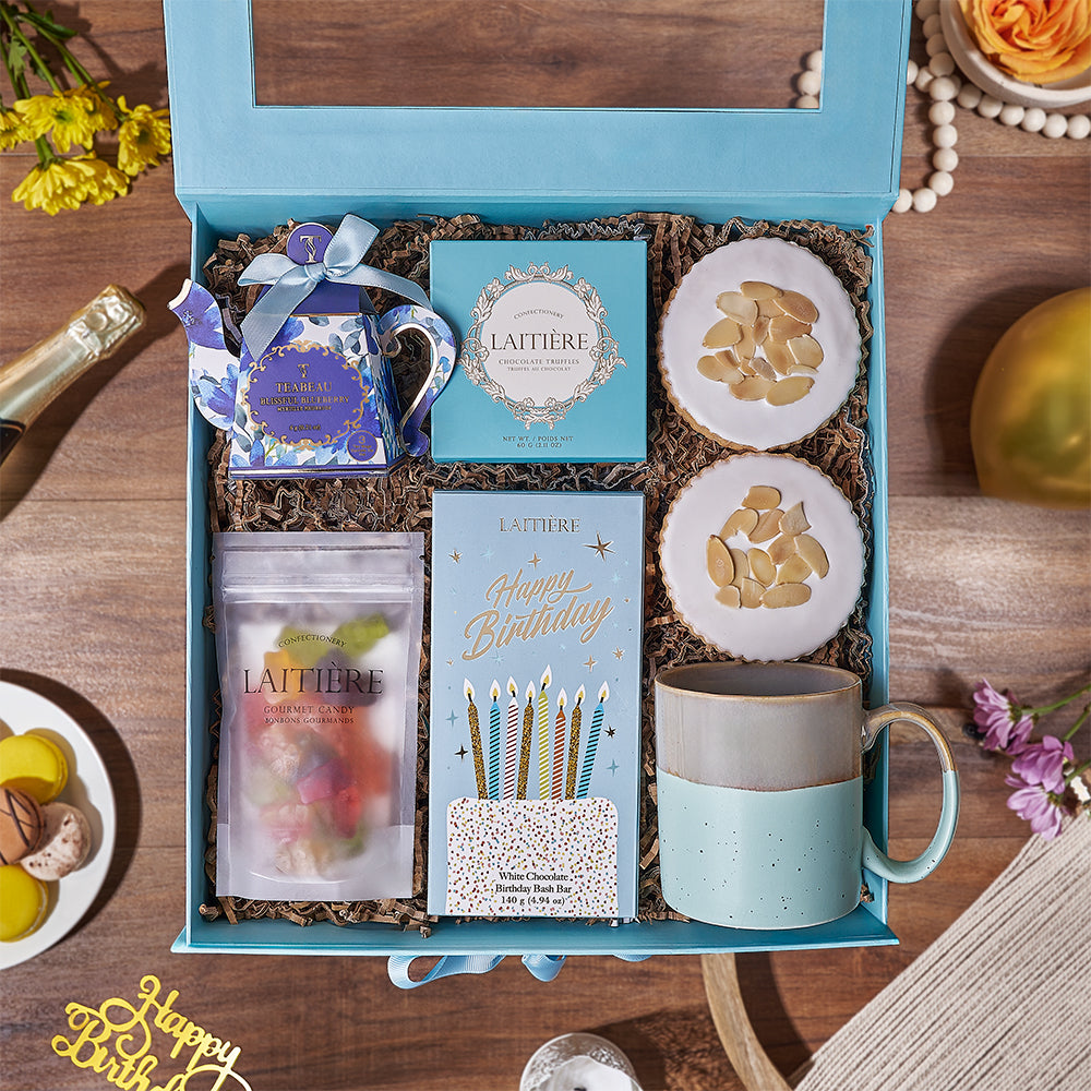 Birthday Chocolate and Tea Treats Box – how the gift is presented