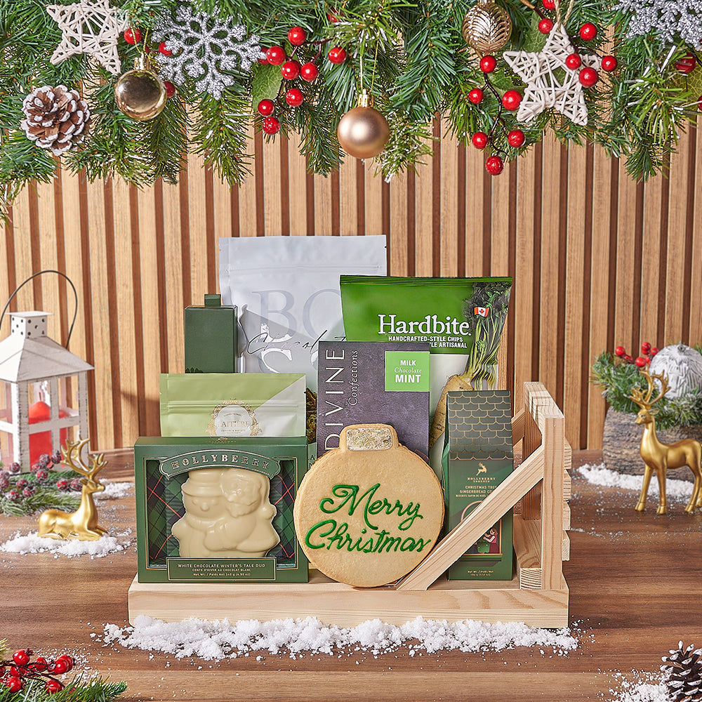 Holly Jolly Christmas Gift Basket, christmas gift, christmas, chocolate gift, chocolate, holiday gift, holiday, Boston delivery