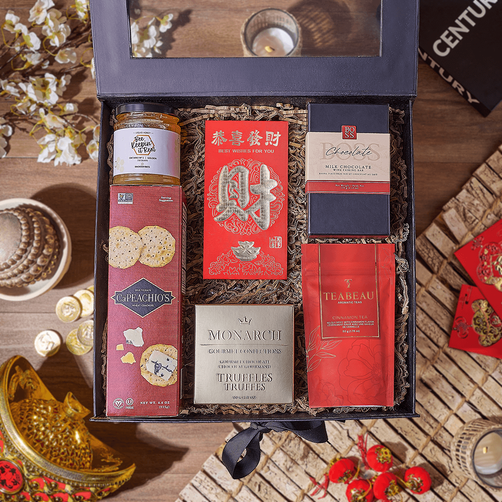 Lucky Tea & Chocolate Gift Box, Boston – how the gift is presented