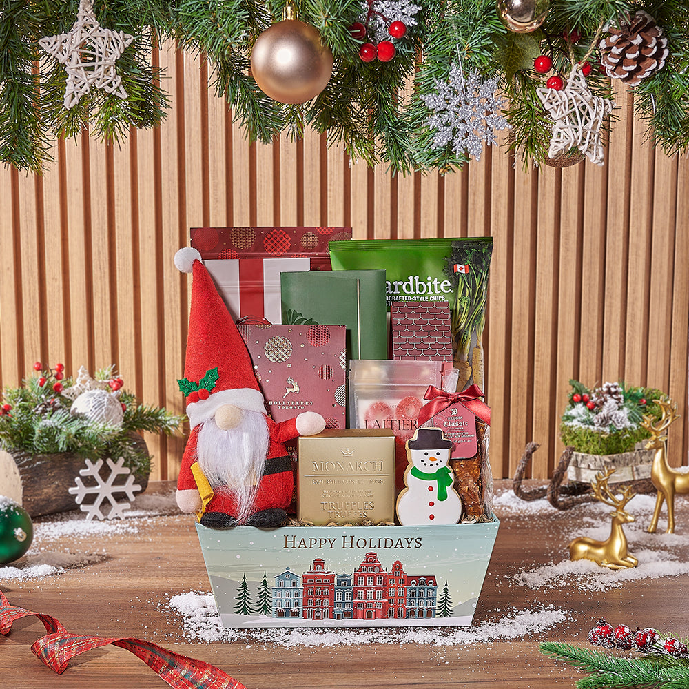 Holiday Snack Tray with Plushie – how the gift is presented