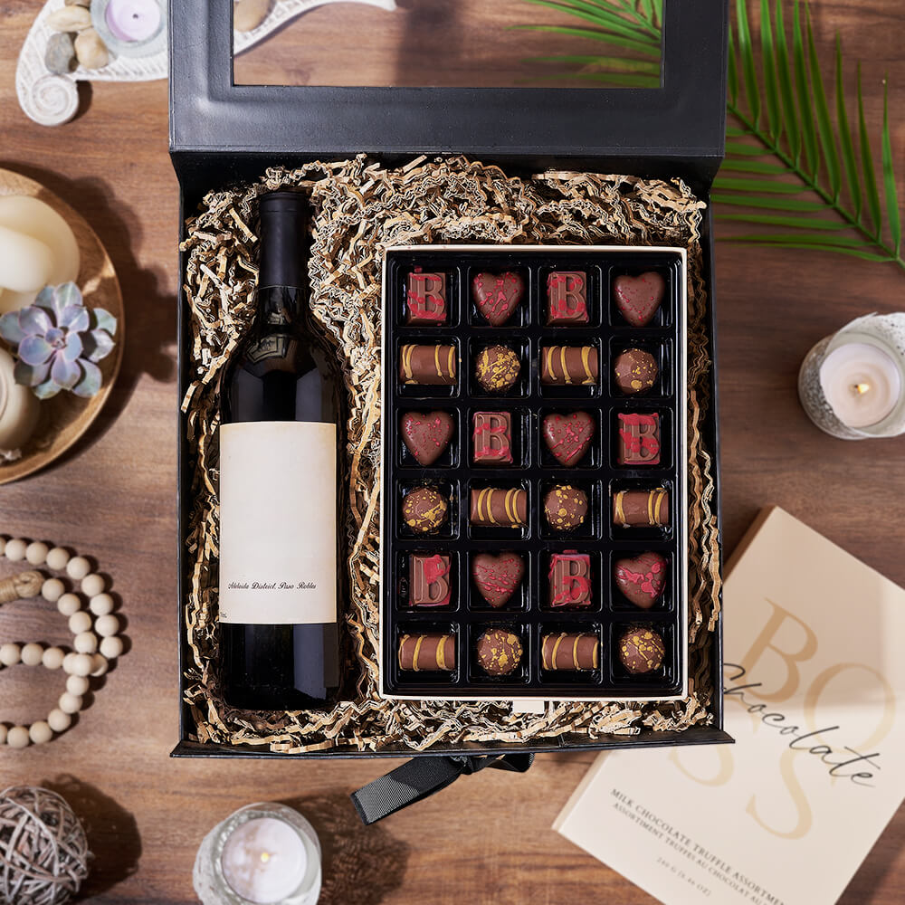 Wine and Milk Chocolate Gift Box – how the gift is presented