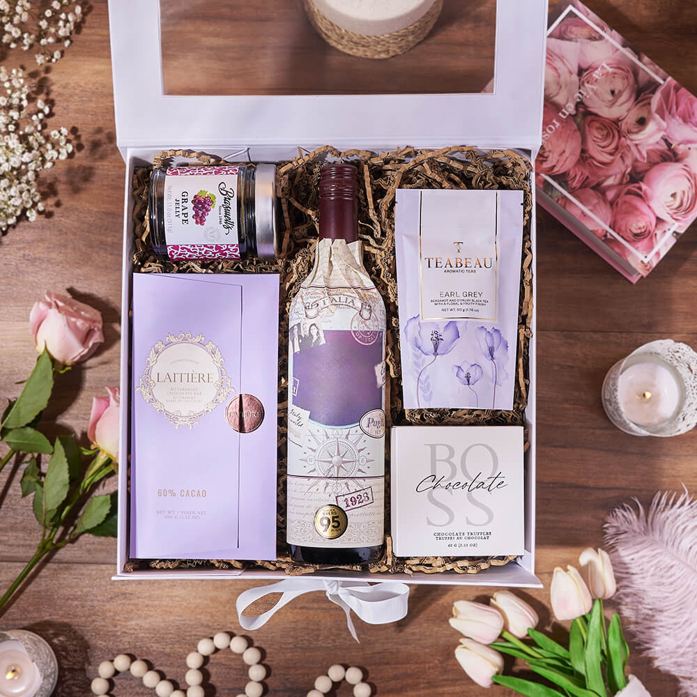 Assorted Chocolates with Wine Gift – how the gift is presented