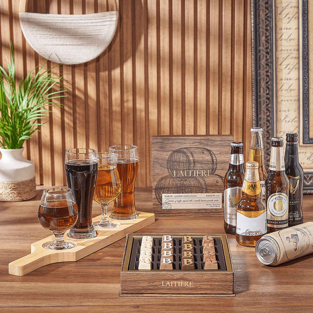 Sweet Truffle & Beer Flight, beer flight gift, beer flight, beer gift, beer, chocolate gift, chocolate, Boston delivery