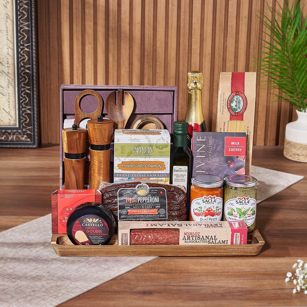 Sparkling Wine and Artisanal Cheese Gift – how the gift is presented