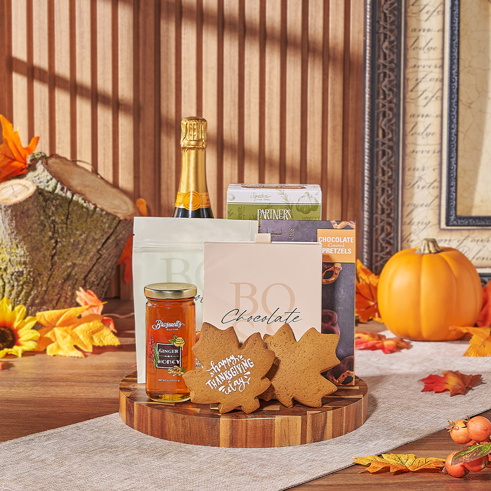 Thanksgiving Sparkling Wine Basket – how the gift is presented