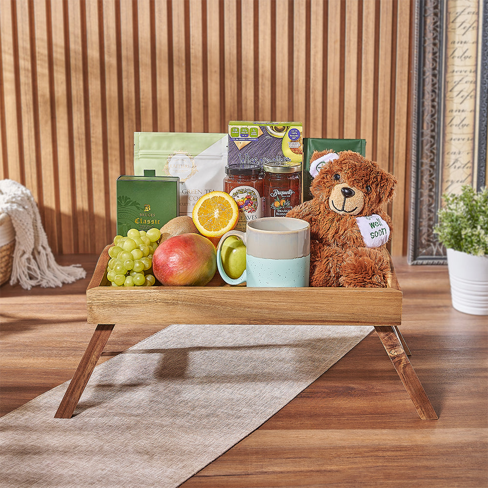 Get Well Plush Bear Snack Tray – how the gift is presented