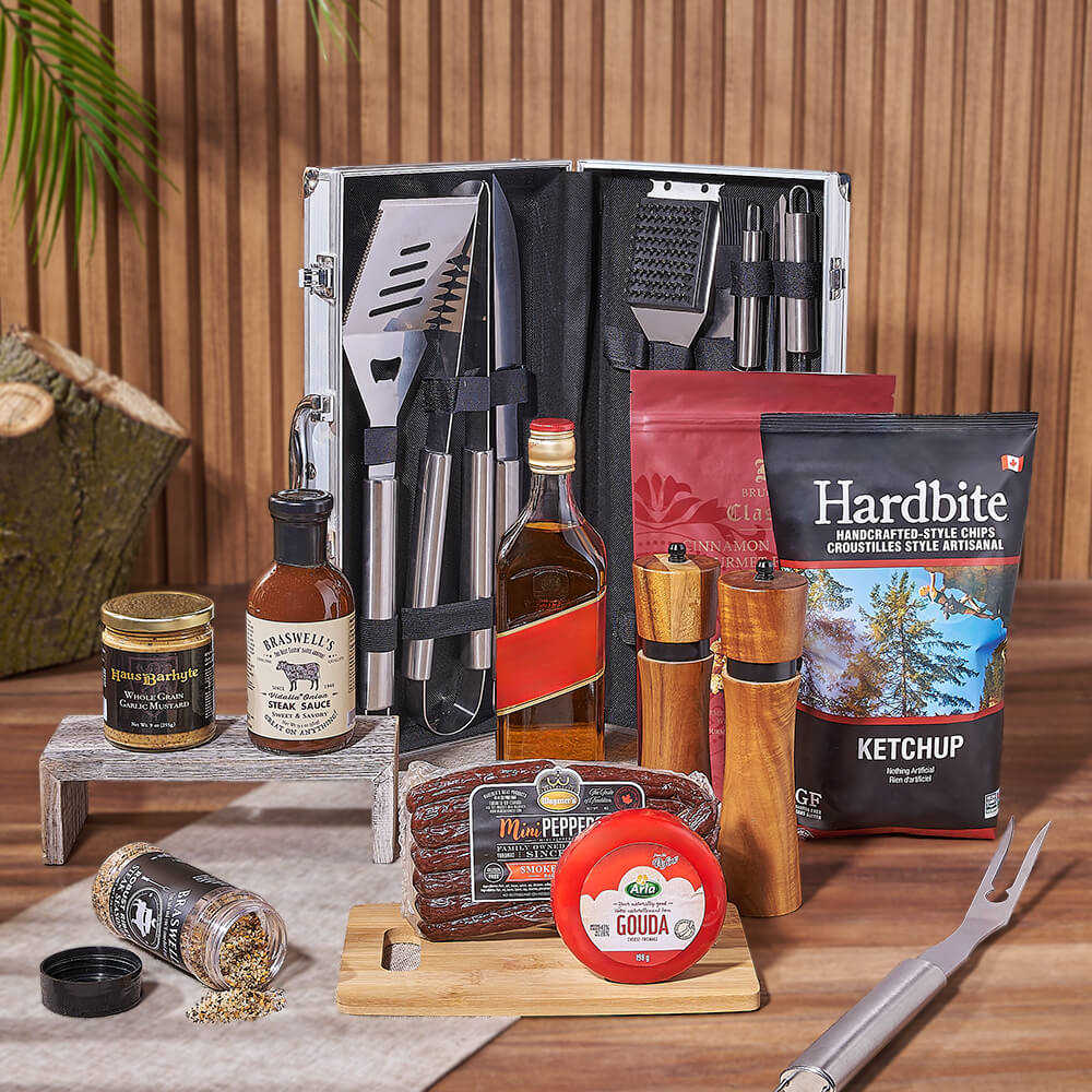 Zesty Barbeque Grill Gift Set with Liquor, Boston – how the gift is presented