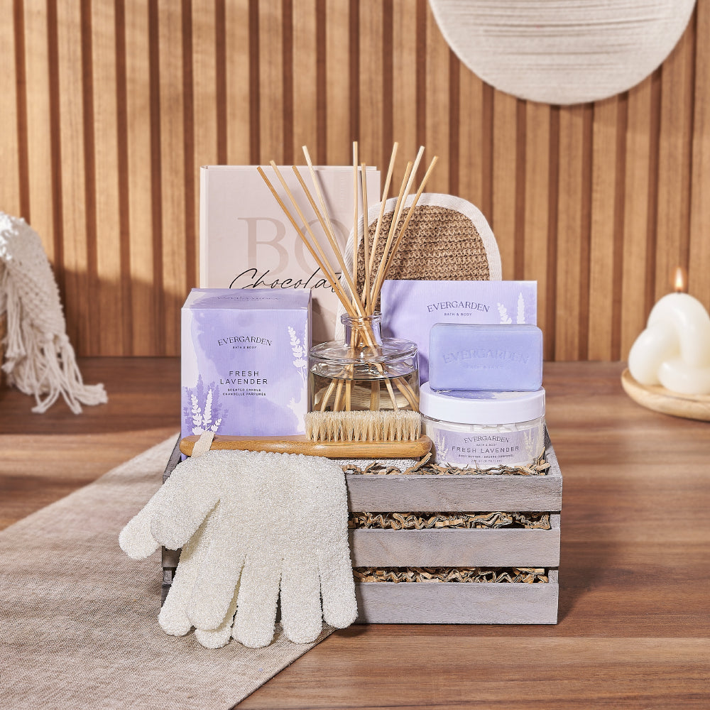 Premium BOSS Milk Chocolate Bars Gift Basket with Spa Set – how the gift is presented