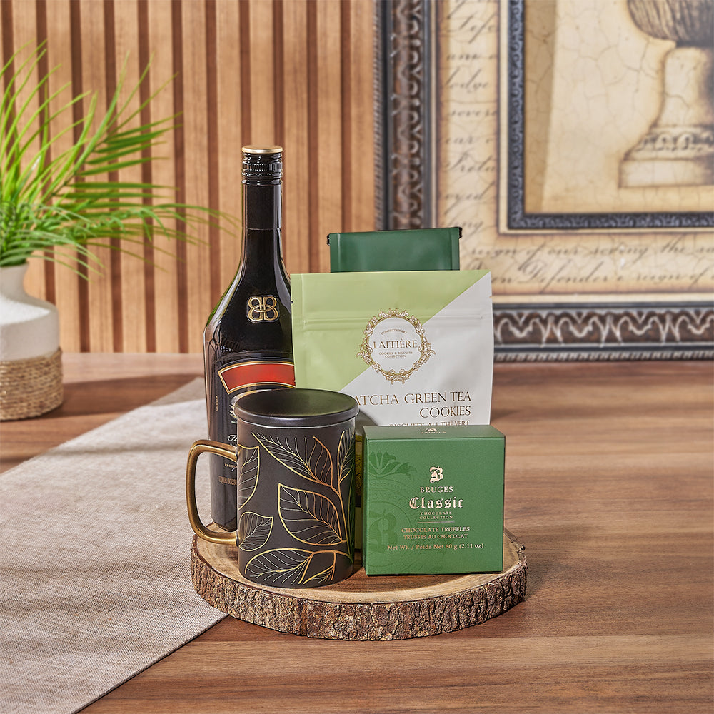 Classic Vodka Coffee and Chocolate Truffles Gift Basket – how the gift is presented