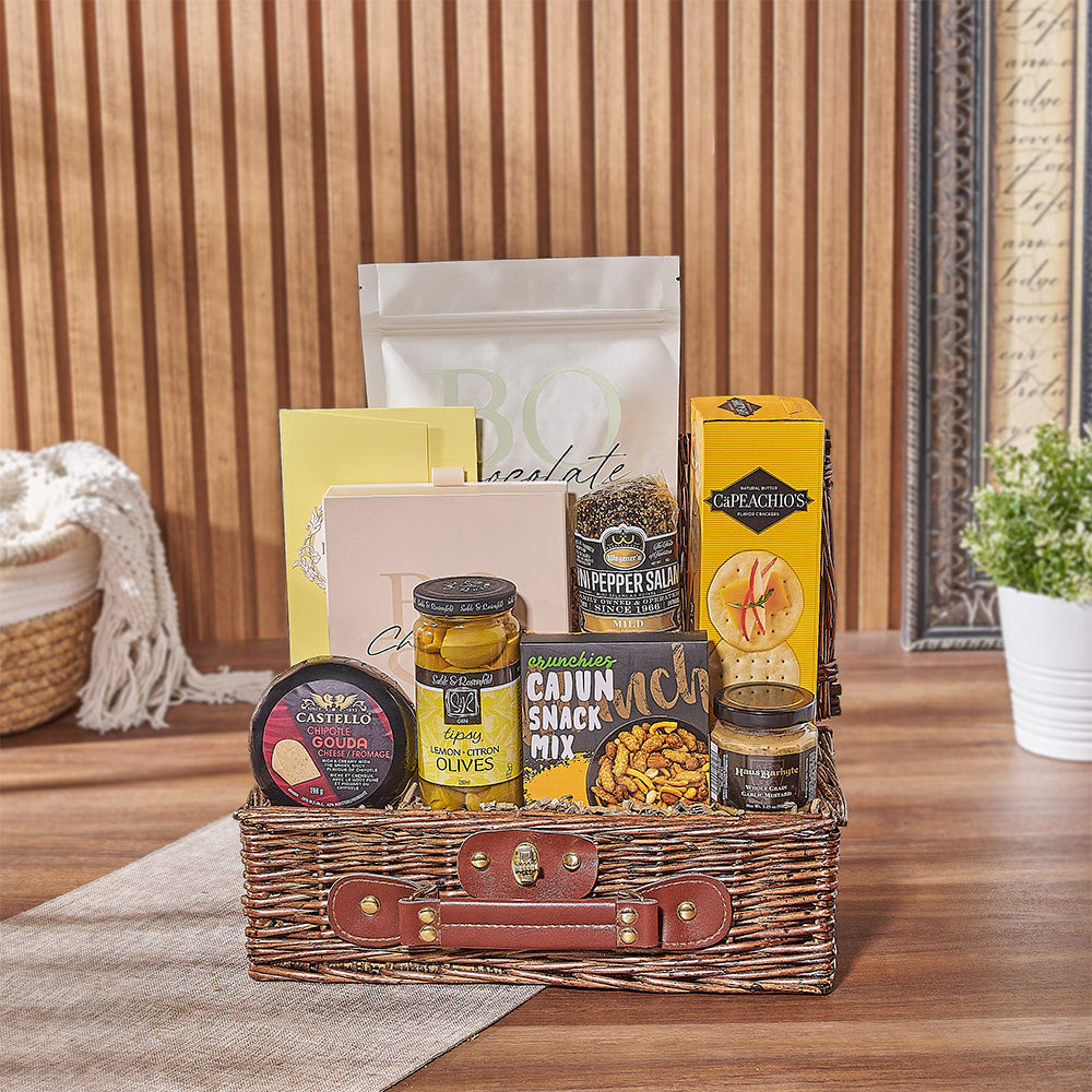Caramel and Chocolate Treats Basket – how the gift is presented