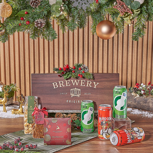 A Beer with Santa Gift Basket, beer gift, beer, christmas gift, christmas, chocolate gift, chocolate, Boston delivery