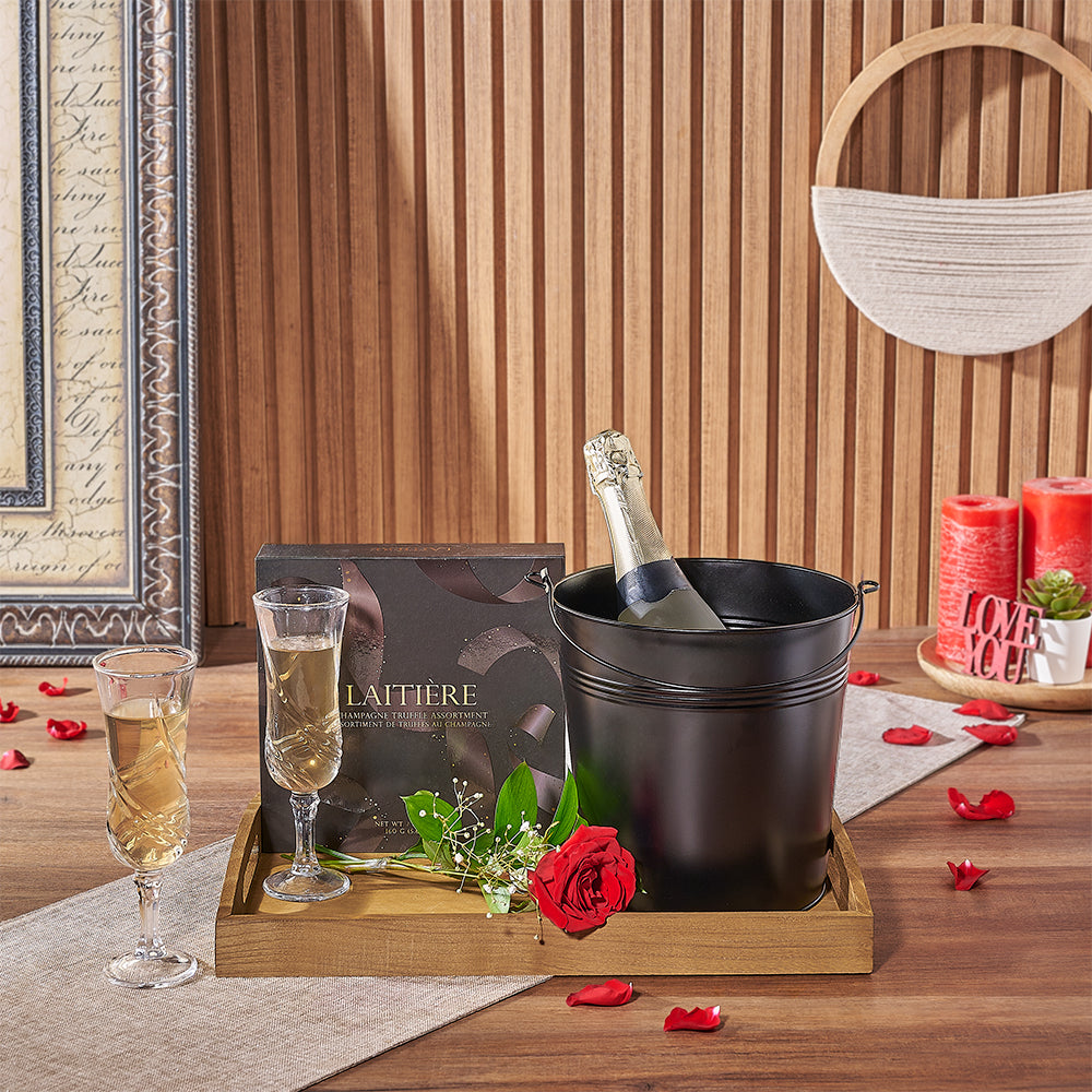 Valentine's Day Red Rose and Wine – how the gift is presented