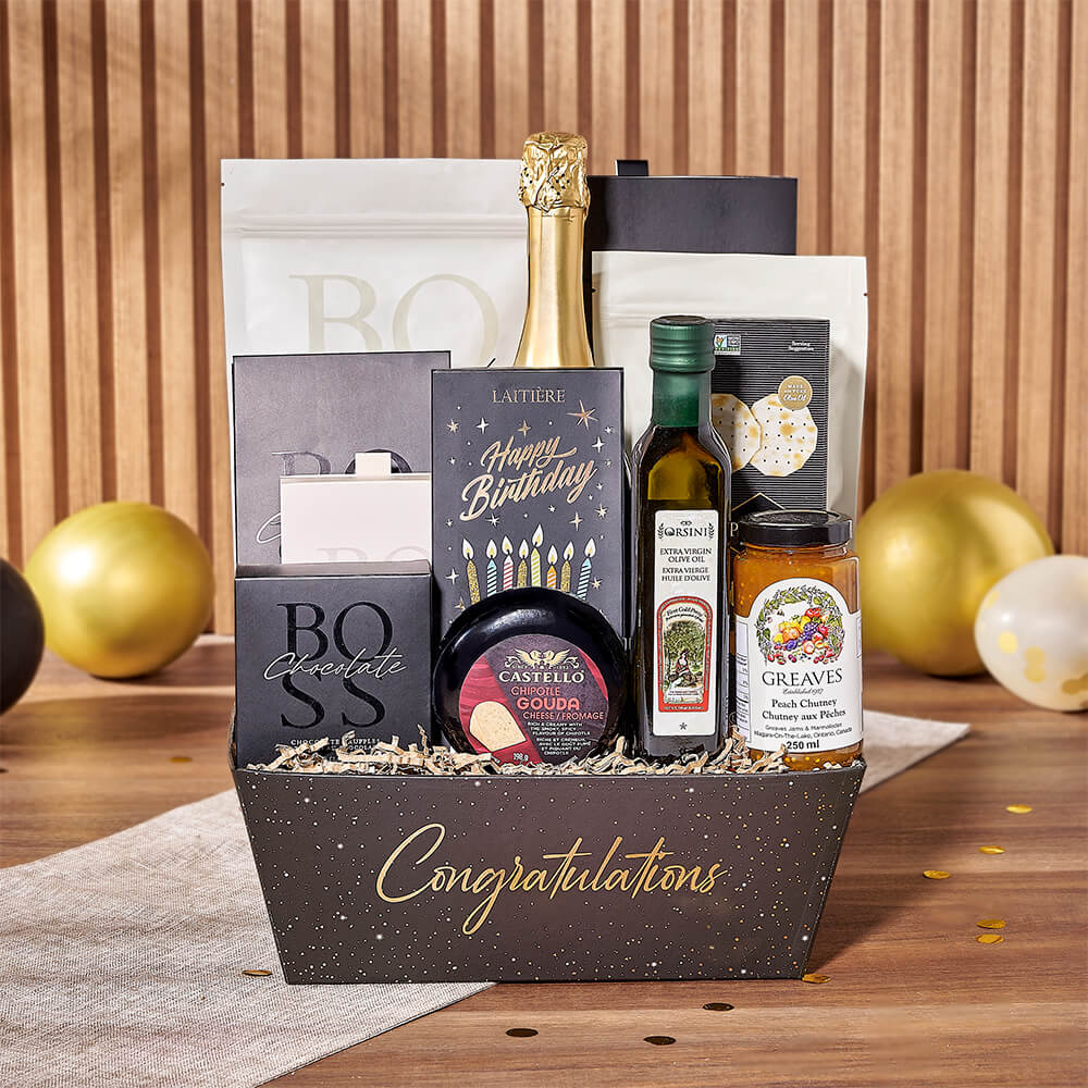 Birthday Party & Champagne Gift from Boston Baskets - Champagne Gift Basket - Boston Delivery.