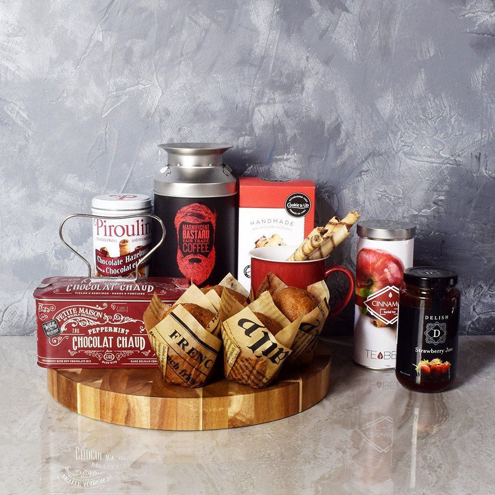 Elegant Truffle and Chocolate Gift Box with Acacia Wood Cutting Board – how the gift is presented