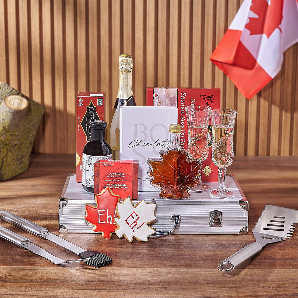 Canada Day Champagne Grilling Gift from Boston Baskets - Champagne Gift Basket - Boston Delivery