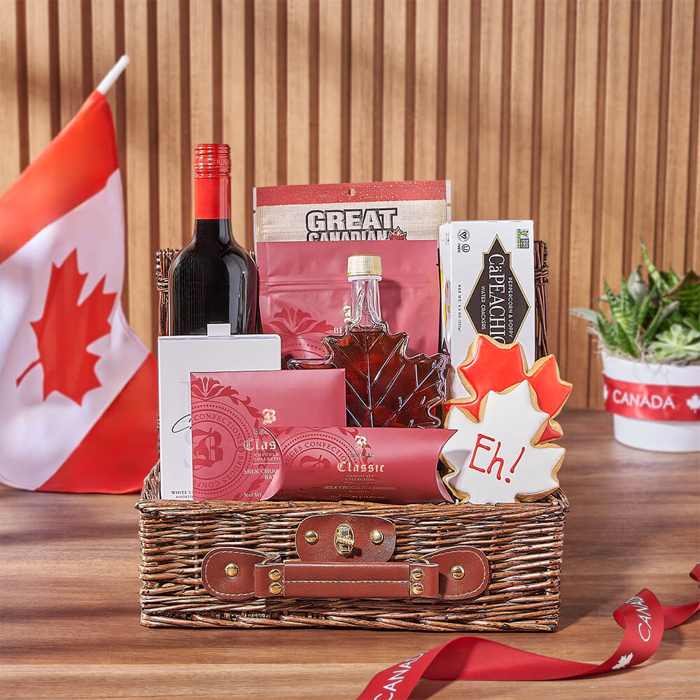 Canada Day Snack Basket from Boston Baskets - Wine Gift Set - Boston Delivery