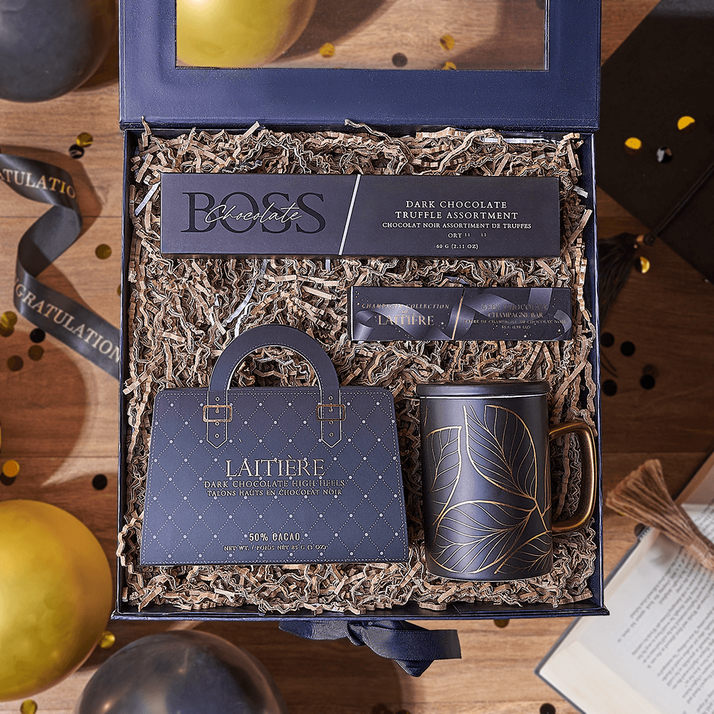 Dark Chocolate Confection Gift Box for Graduation – how the gift is presented