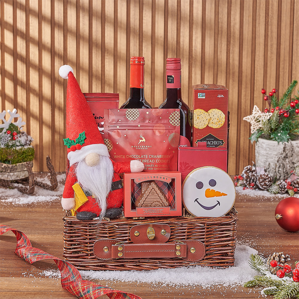 Christmas Wine Pairing Basket, wine gift, wine, chocolate gift, chocolate, christmas gift, christmas, Boston delivery