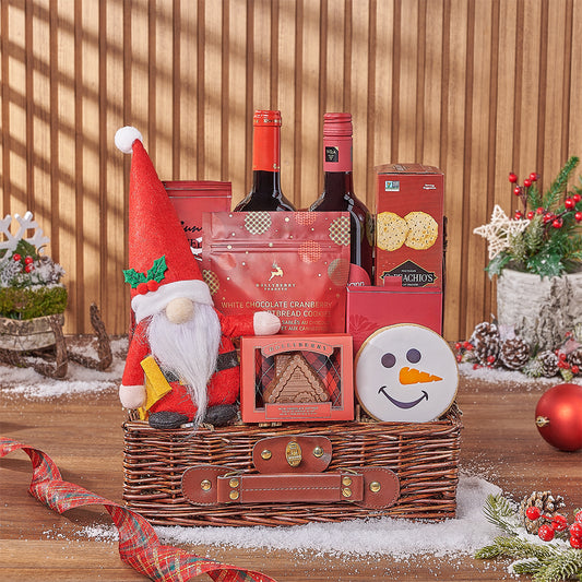 Christmas Wine Pairing Basket, wine gift, wine, chocolate gift, chocolate, christmas gift, christmas, Boston delivery