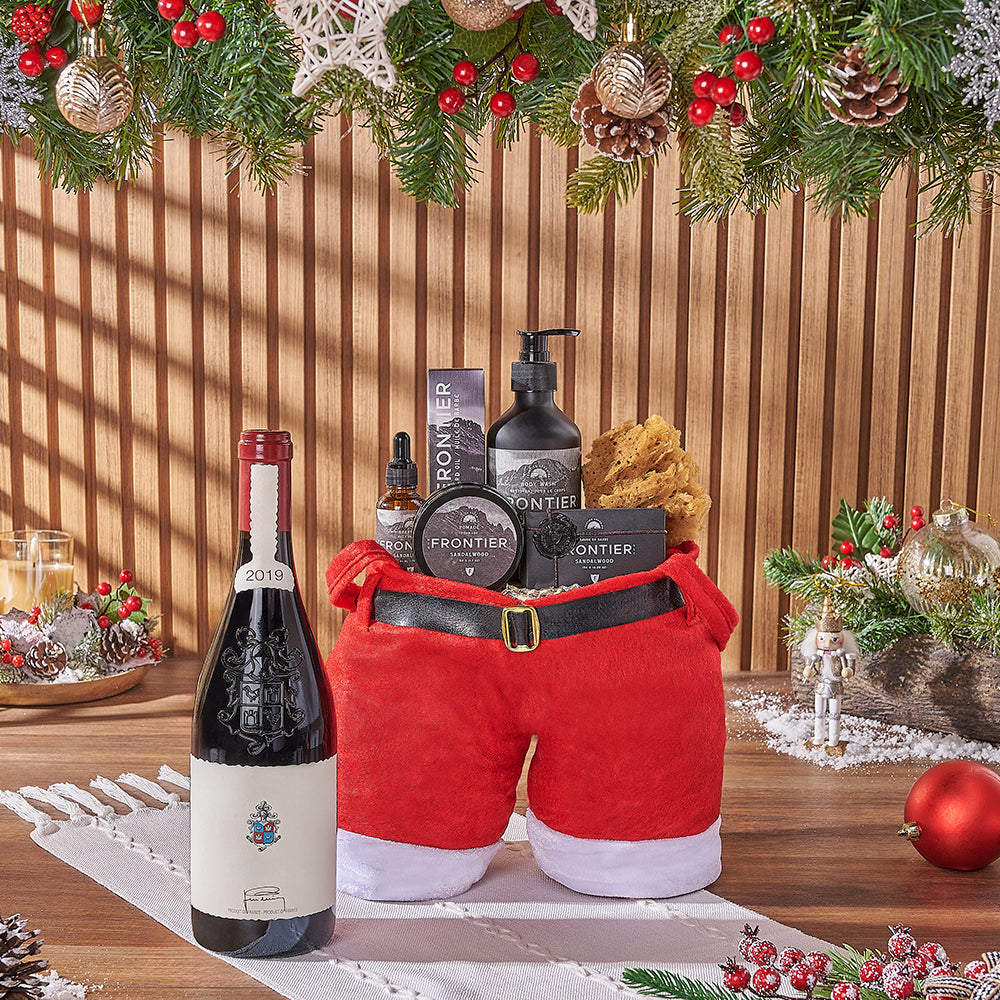 Sophisticated Wine and Sandalwood Men's Gift Bag for Christmas – how the gift is presented