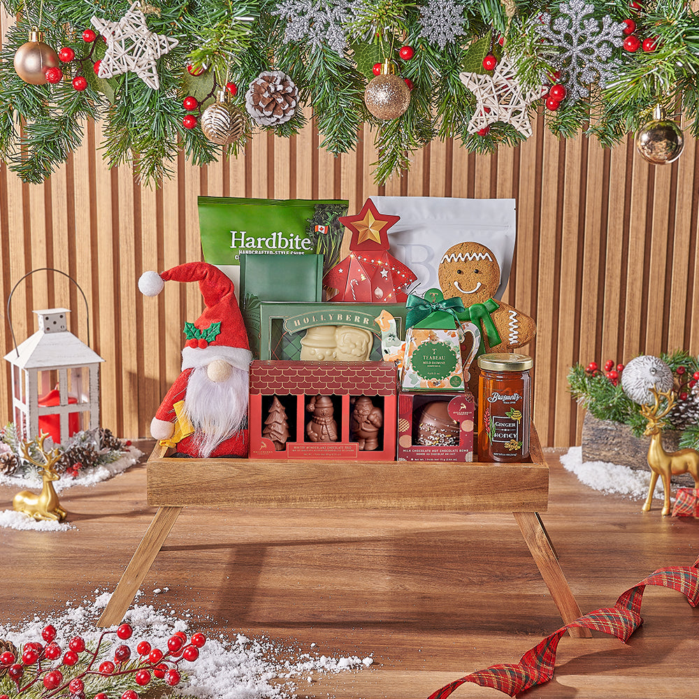 Holiday Gourmet Parsnip Chips Gift Basket with Sweets – how the gift is presented