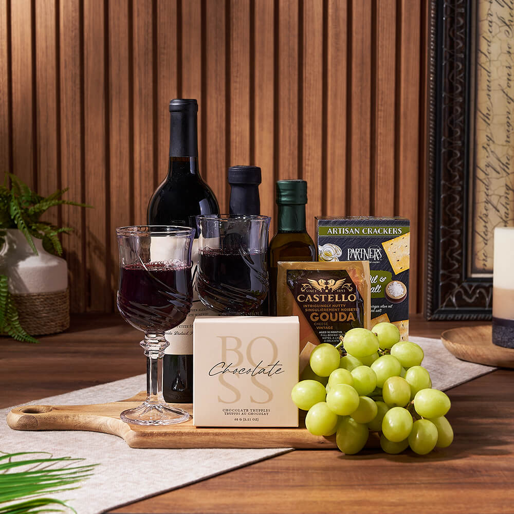 Wine and Balsamic Vinegar Basket – how the gift is presented