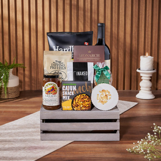 Custom Anniversary Gift Baskets - Divine Snack & Wine Gift Set