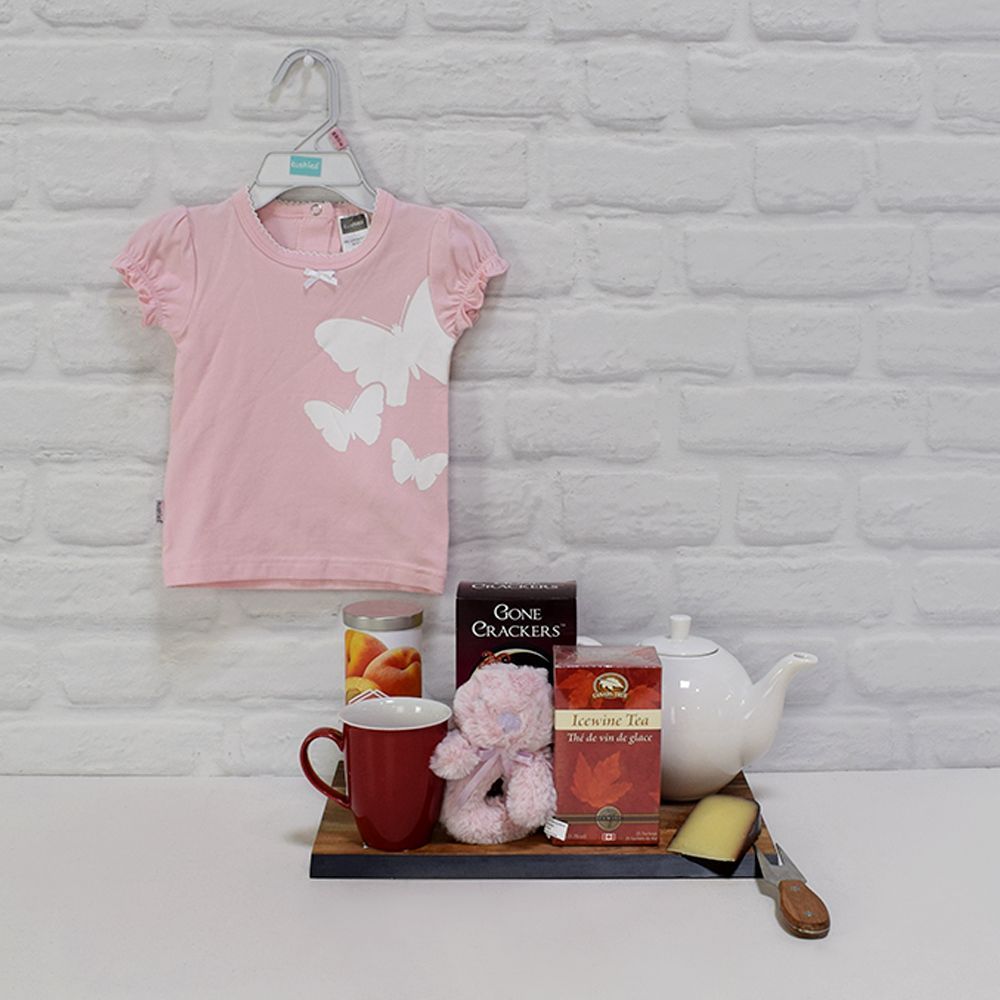 Newborn Baby Girl Gourmet Kitchen Essentials Gift Basket – how the gift is presented