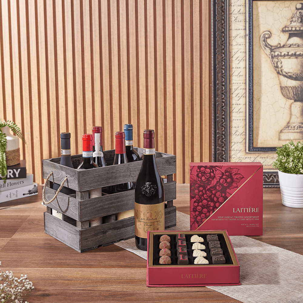 Exceptional Wine Gift Crate - Premium Wines, wine gift, wine, chocolate gift, chocolate, luxury gift, luxury, Boston delivery