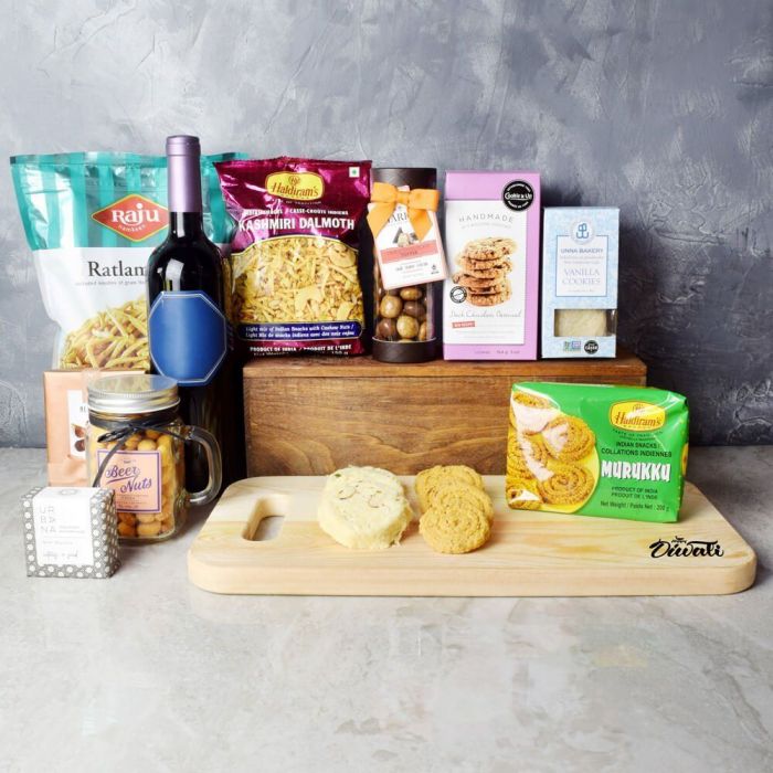 Diwali Wine Gift Basket – how the gift is presented