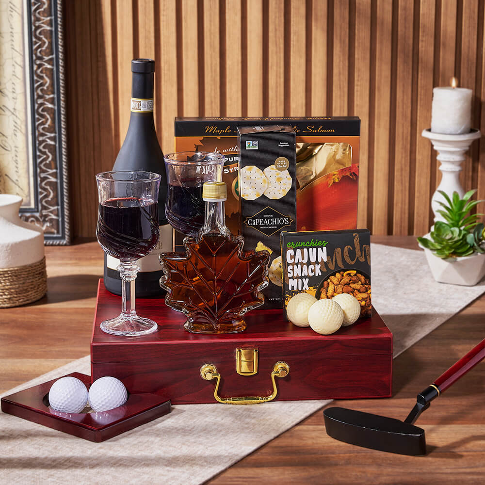 Golf Putting Set with Wine Gift – how the gift is presented