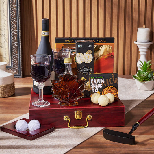 Golf Practice & Wine Gift from Boston Baskets - Wine Gift Basket - Boston Delivery