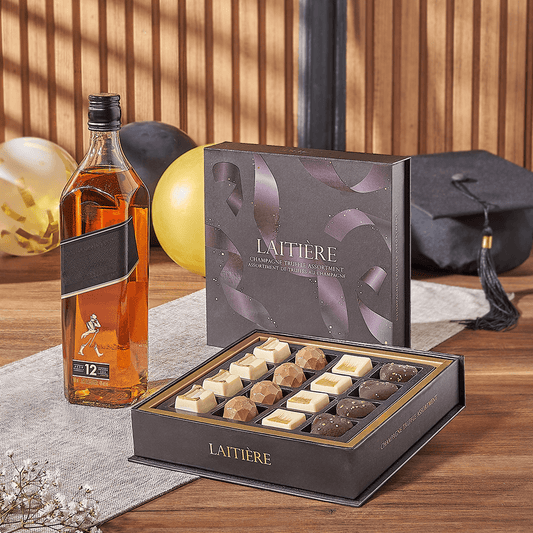 Graduation Spirits & Truffle Gift, graduation gift, graduation, liquor gift, liquor, chocolate gift, chocolate, Boston delivery