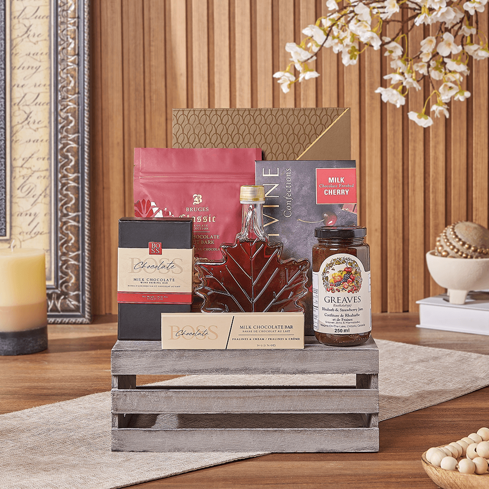 Halal Chocolate and Maple Crate – how the gift is presented