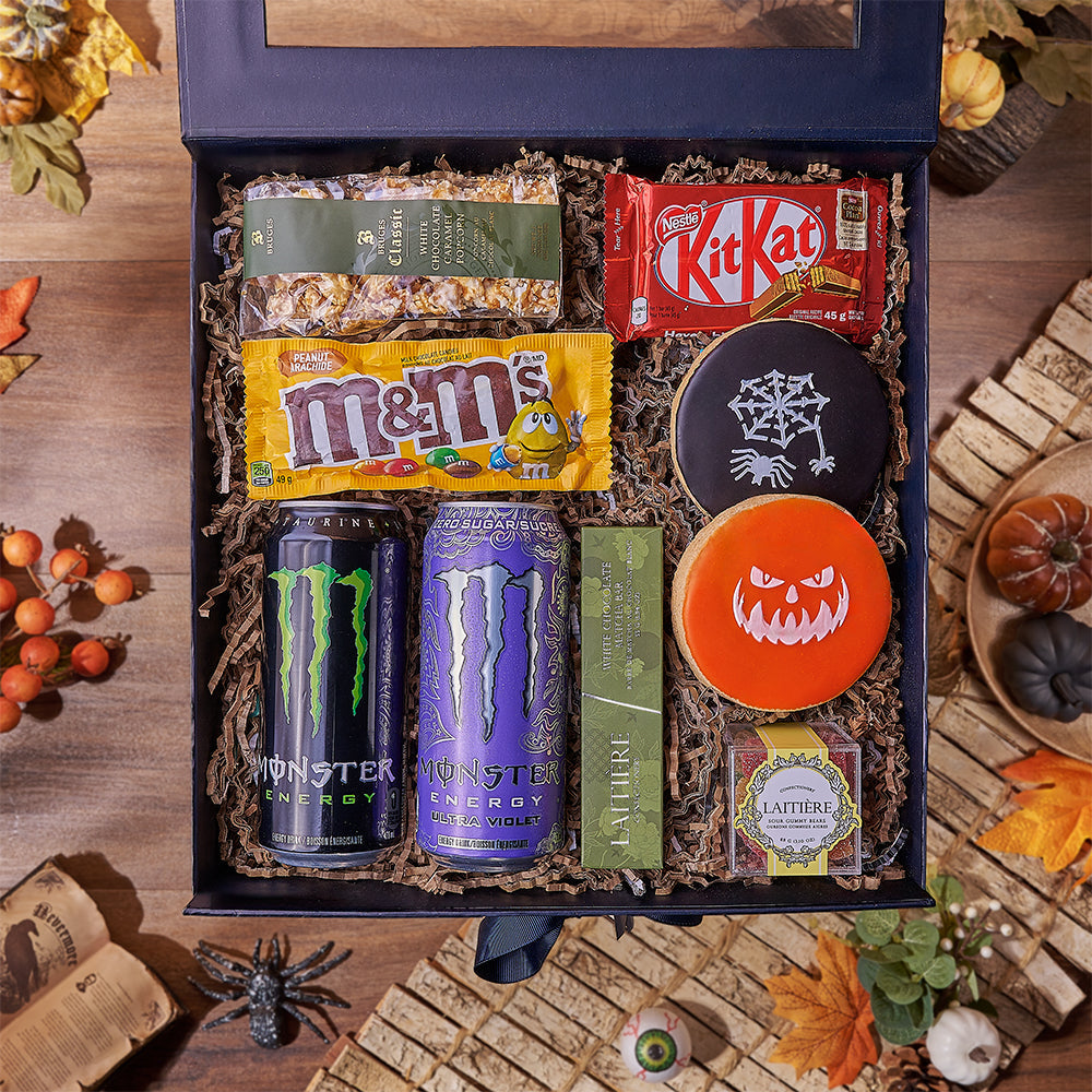 Halloween Monster Candy Box, halloween gift, halloween, candy gift, candy, energy drink gift, energy drink, Boston delivery